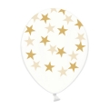 Helium Ballon "Bedrukt"; Doorzichtig gouden sterren